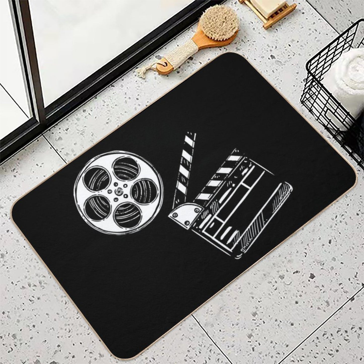 Movies, Film And Clapperboard  Versatile Bath Mat