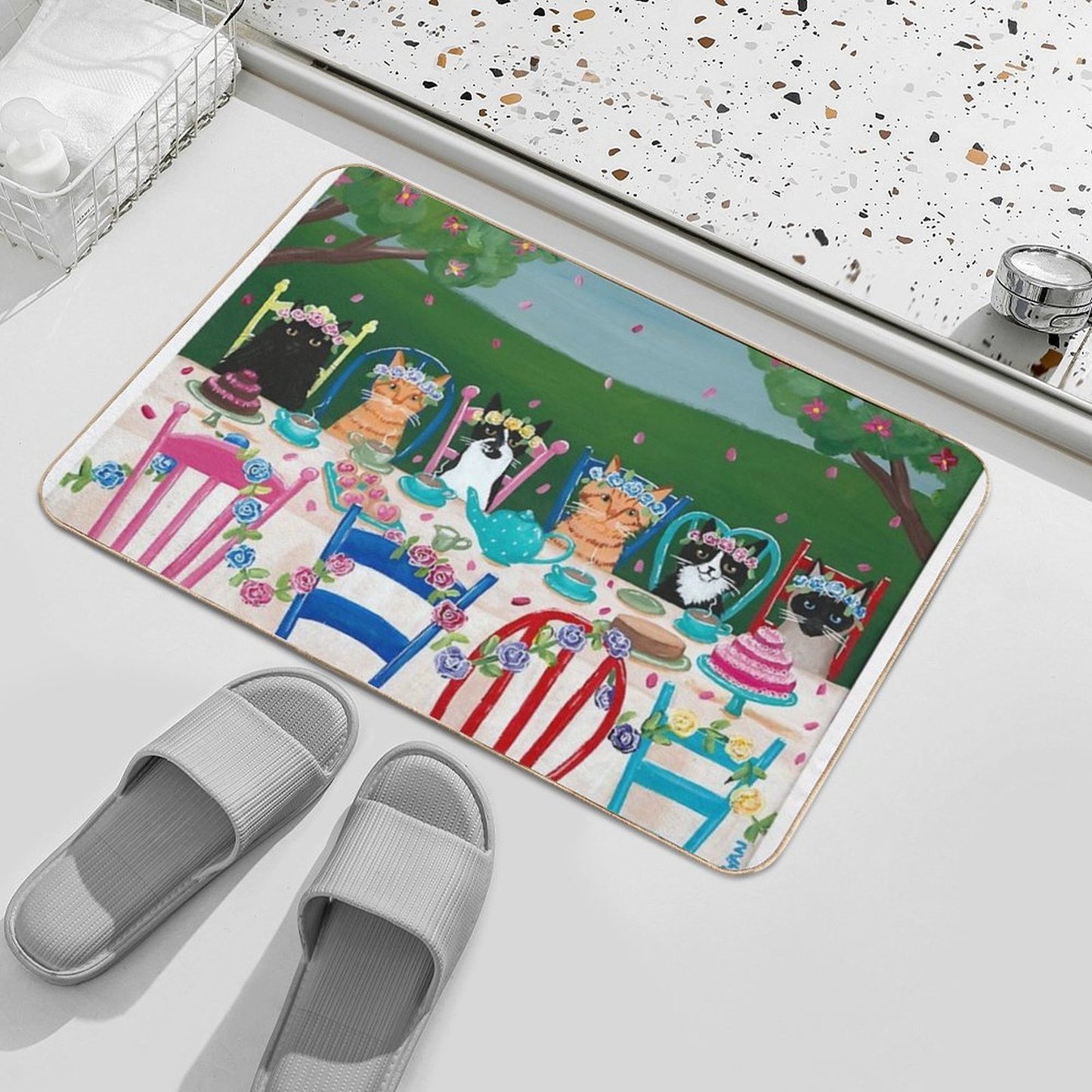 The Cats Tea Party  Toxin-Free Bath Mat