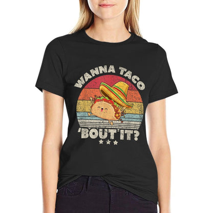 Funny Taco Wanna Taco Bout It Vintage  Oversized Silhouette T-Shirt