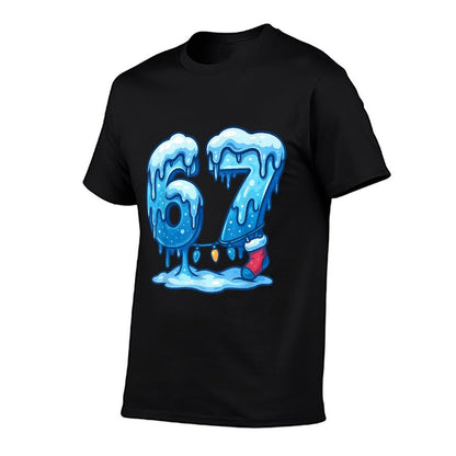 67 Ice Cream Drip Meme Six Seven Gen Alpha Slang Christmas  Fade-proof Color T-Shirt