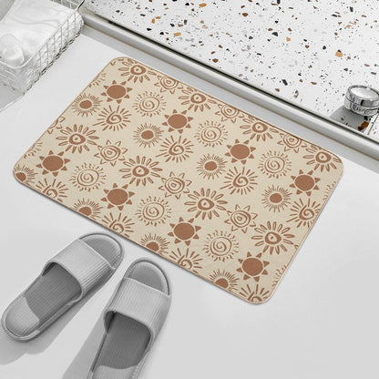 Magical Sun Bohemian Dreamy Aesthetic In Muted Colors Brown & Muted Yellow  Odorless Bath Mat