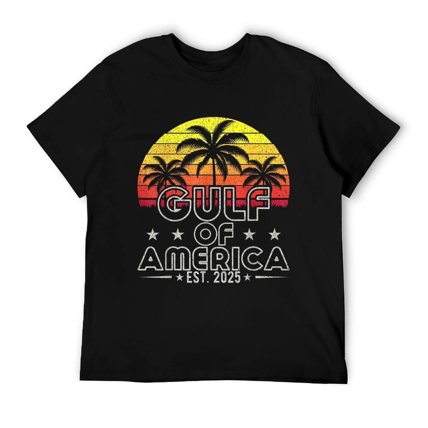 Vintage Gulf Of USA America Est 2025 USA Flag Gulf Mexico Oversized Silhouette T-Shirt