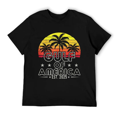 Vintage Gulf Of USA America Est 2025 USA Flag Gulf Mexico Oversized Silhouette T-Shirt