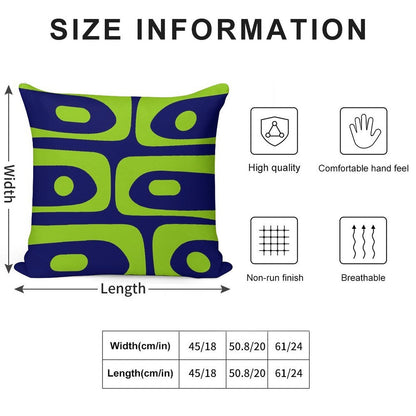 Mid Century Modern Piquet Abstract Pattern in Bright Navy Blue And Lime Green Soft Shrink-Resistant Throw Pillow