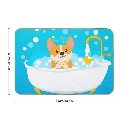 Corgi Taking A Bath  Pet-Safe Bath Mat