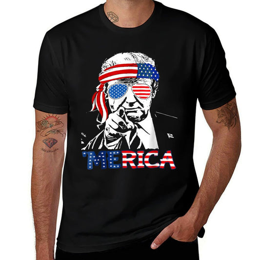 MERICA Happy 4th Of July 'Merica Trump American  Durable T-Shirt