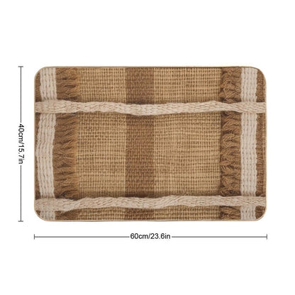 Woven Grid Texture in Earthy Jute And Cotton  Toxin-Free Bath Mat