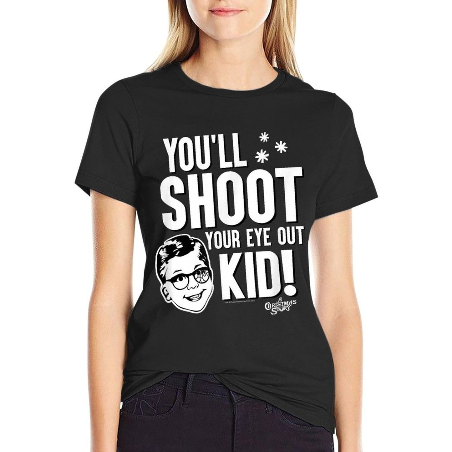 A Christmas Story Youll Shoot Your Eye Out Kid Holiday  Oversized Silhouette T-Shirt