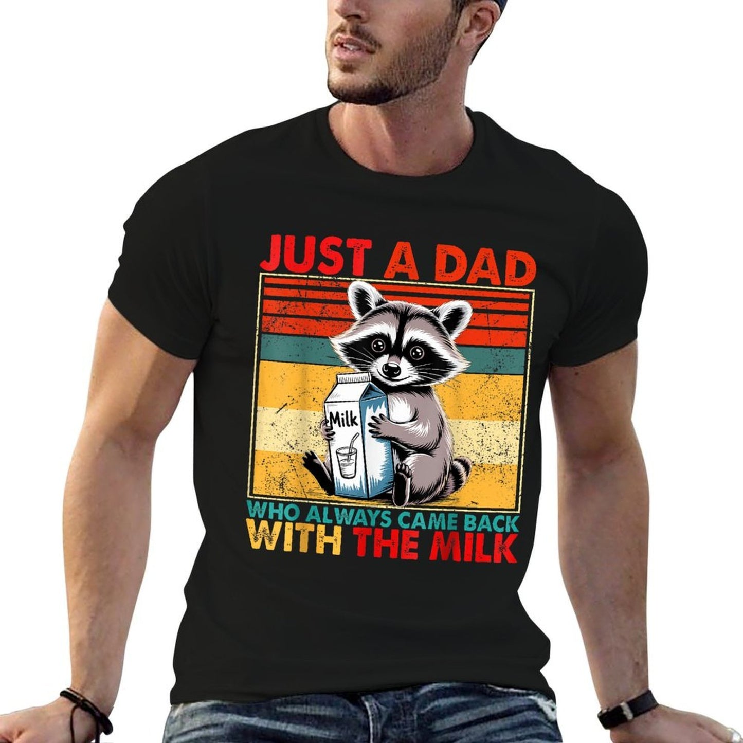 Just A Dad Who Always Came Back with The Milk Fathers Day  Trendy Pattern T-Shirt