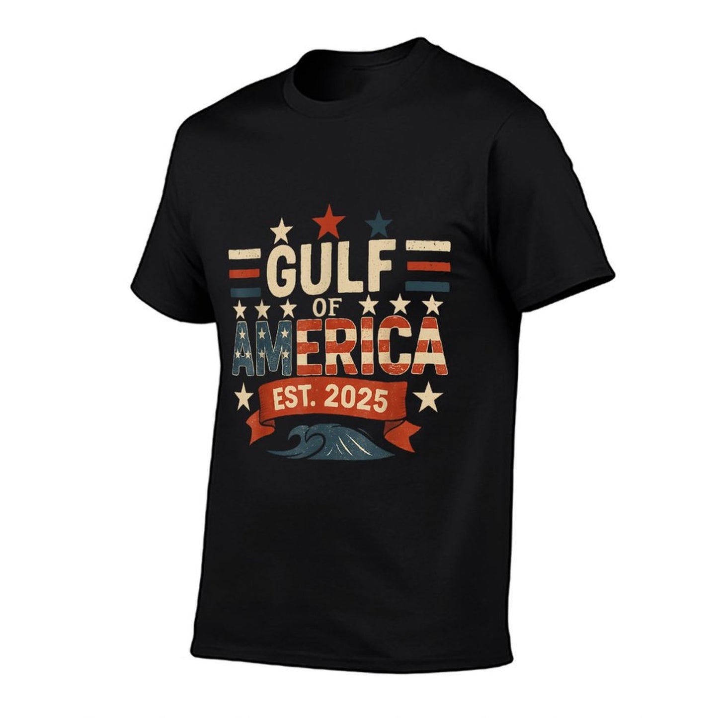 Retro Gulf Of USA America Since 2025 American Flag USA Gulf Slim-fit Cut T-Shirt
