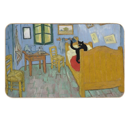 Cat Print Van Gogh Bedroom  Anti-Trip Bath Mat