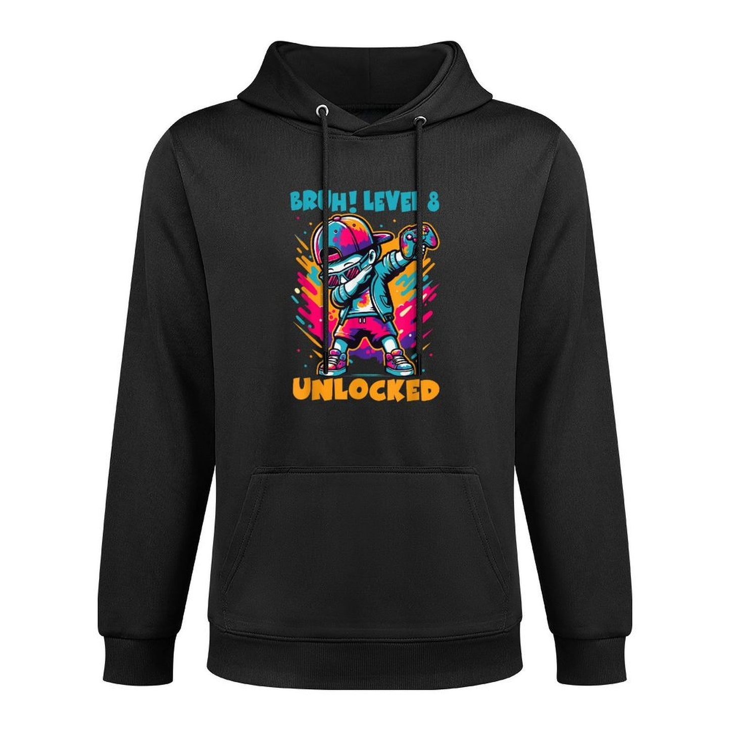 8 Year Old Birthday Dabbing Boy Bruh 8th Level Unlocked Kangaroo Pocket Hoodie