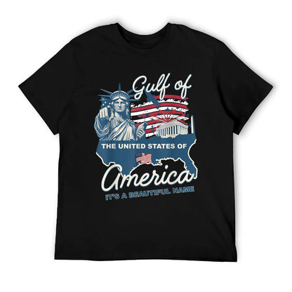 Gulf of USA America Flag Pride Patriotic Gulf of US America Ribbed Collar T-Shirt