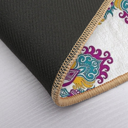 Colorful Fuchsia, Yellow And Blue Mandala.  Stain-Proof Bath Mat