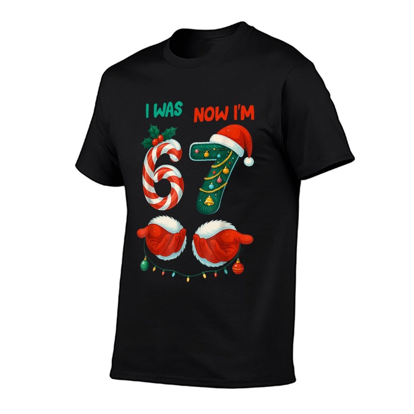 7 Year Old Birthday Was 6 Now Im 7 67 Funny Christmas  Ribbed Collar T-Shirt