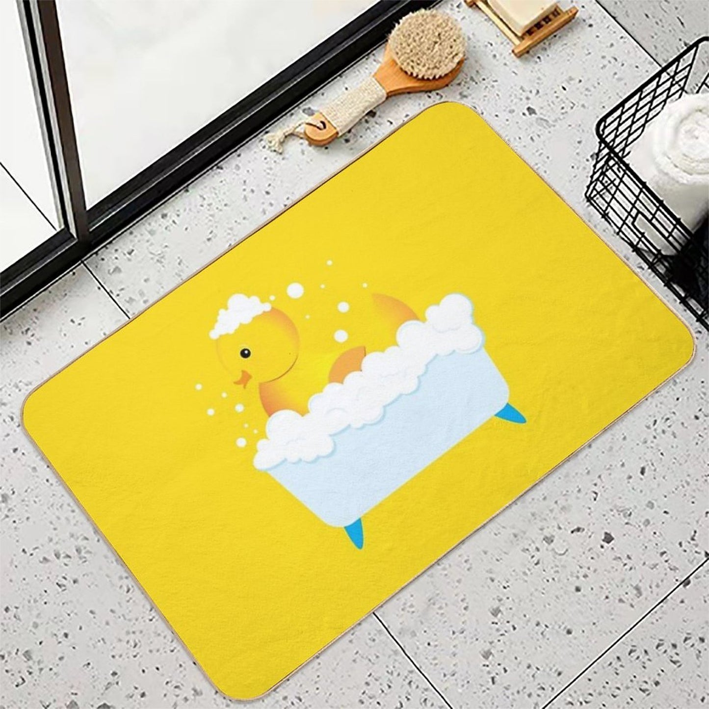 Yellow Duck Take A Bath  Repositionable Bath Mat