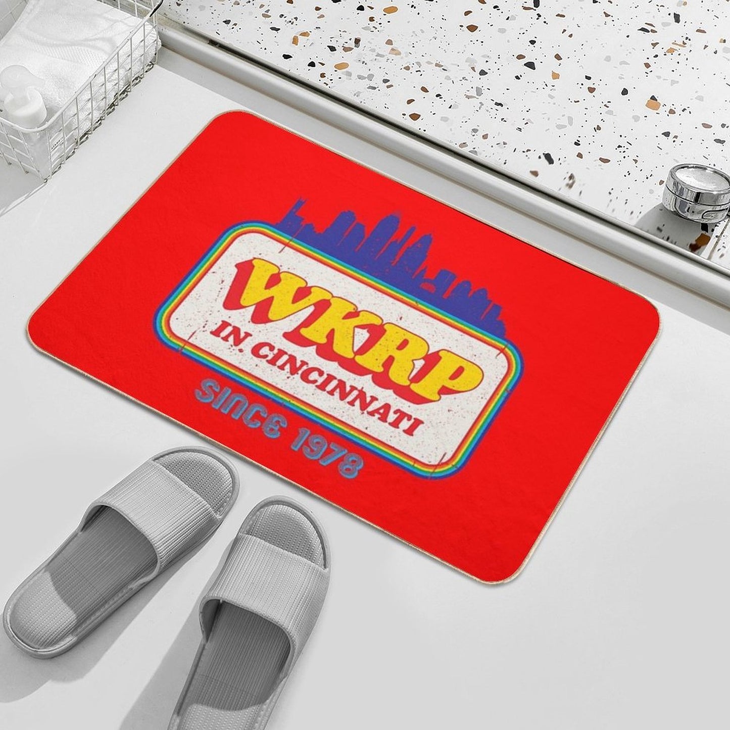 WKRP in Cincinnati Skyline Logo  Repositionable Bath Mat