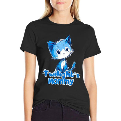 Funny Blue Cute Cat Design for Twilight Mommy Premium  Rolled Sleeves T-Shirt