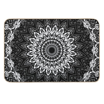 Black And White Security Mandala.  Eco-Friendly Bath Mat