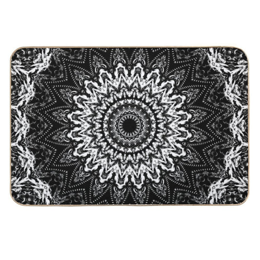 Black And White Security Mandala.  Eco-Friendly Bath Mat