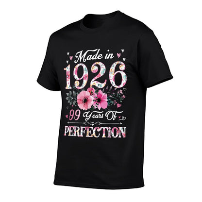 99 Year Old Made In 1926 Floral 99th Birthday Gift For Women  Relaxed-fit T-Shirt
