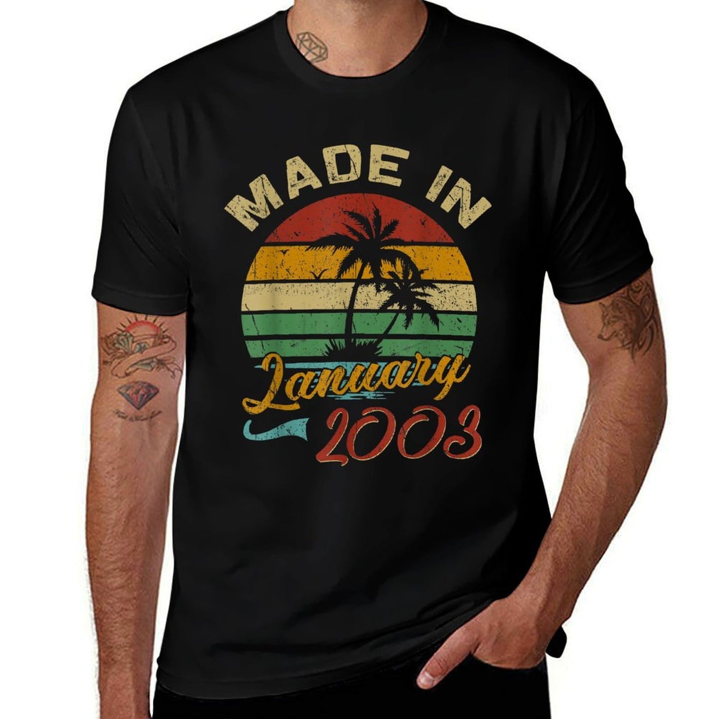 Made In January 2003 Vintage Retro 21st Birthday  Stretchy T-Shirt
