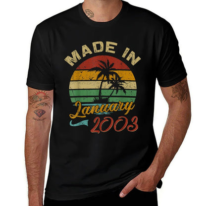 Made In January 2003 Vintage Retro 21st Birthday  Stretchy T-Shirt