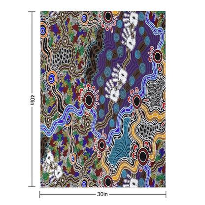 Authentic Aboriginal Art - Discovering Your Dreams Shrink-resistant Throw Blanket