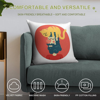 Cats Commands Soft Shrink-Resistant Throw Pillow