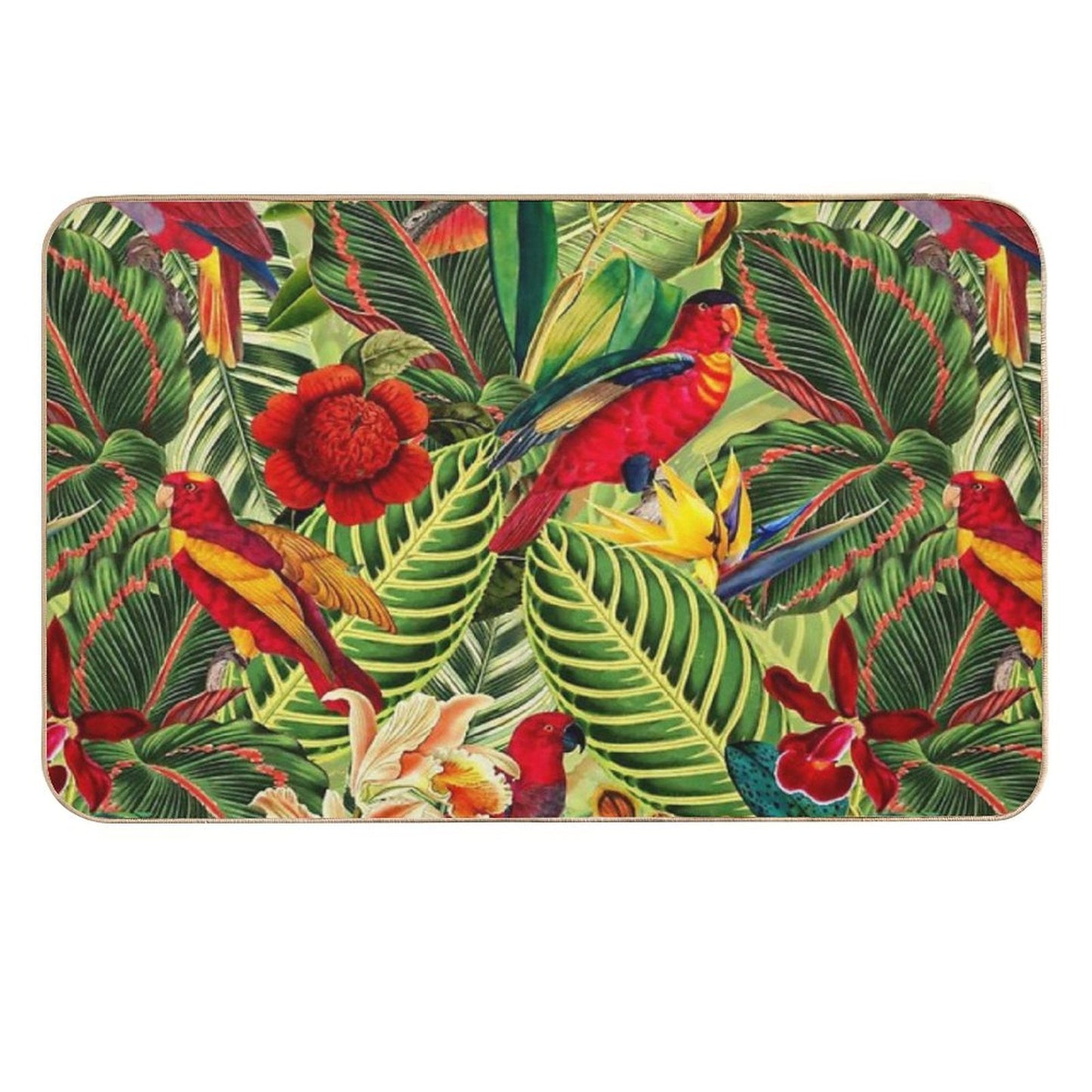 Vintage Tropical Bird Jungle Botanical Night Botanical Garden Nightgarden  Multi-Purpose Bath Mat