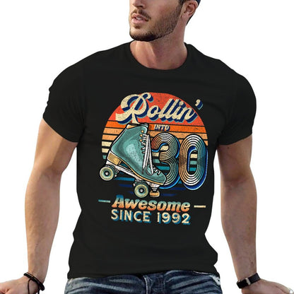Rollin' Into 30 Awesome 1992 Roller Skating 30th Birthday  Relaxed-fit T-Shirt