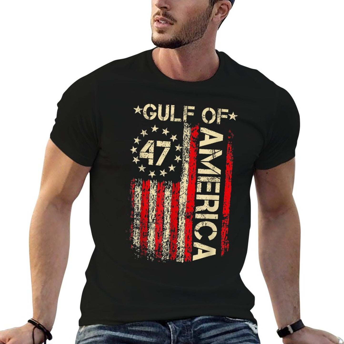 Retro Gulf of USA America Funny US Flag Versatile T-Shirt