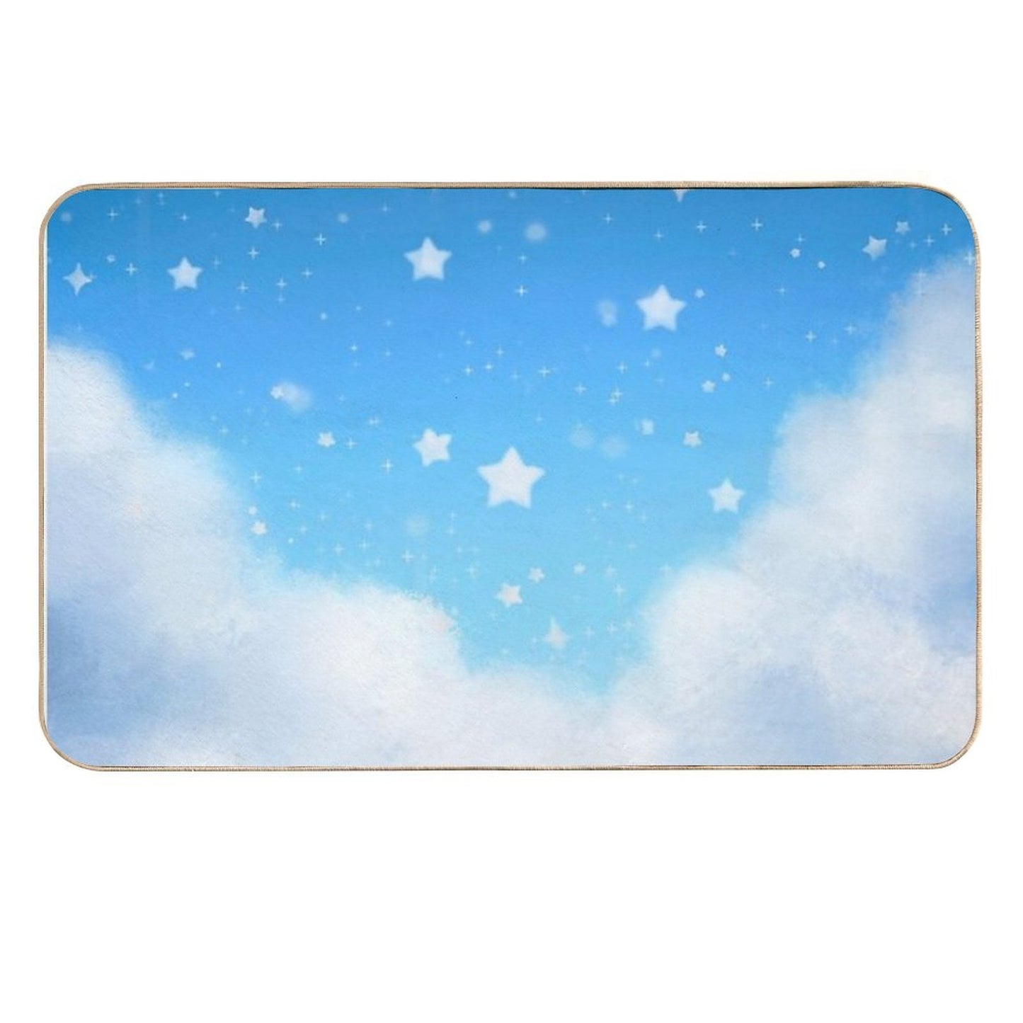 White Puffy Clouds W Starry Sky  Pet-Safe Bath Mat