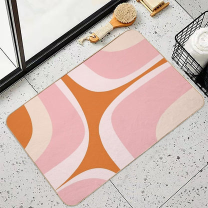 Retro Groove Pink And Orange Minimalist Abstract  Fade-Resistant Bath Mat