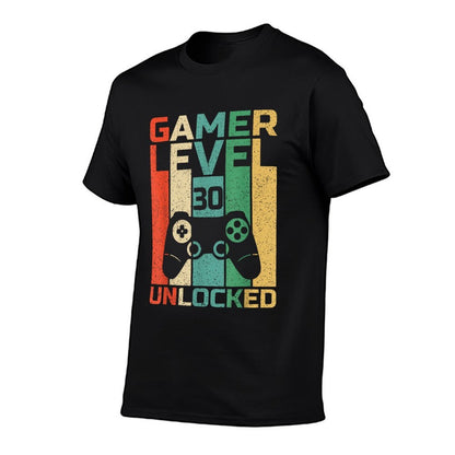 30th Birthday Gamer T Level 30 Unlocked Gamer Birthday Comfortable T-Shirt