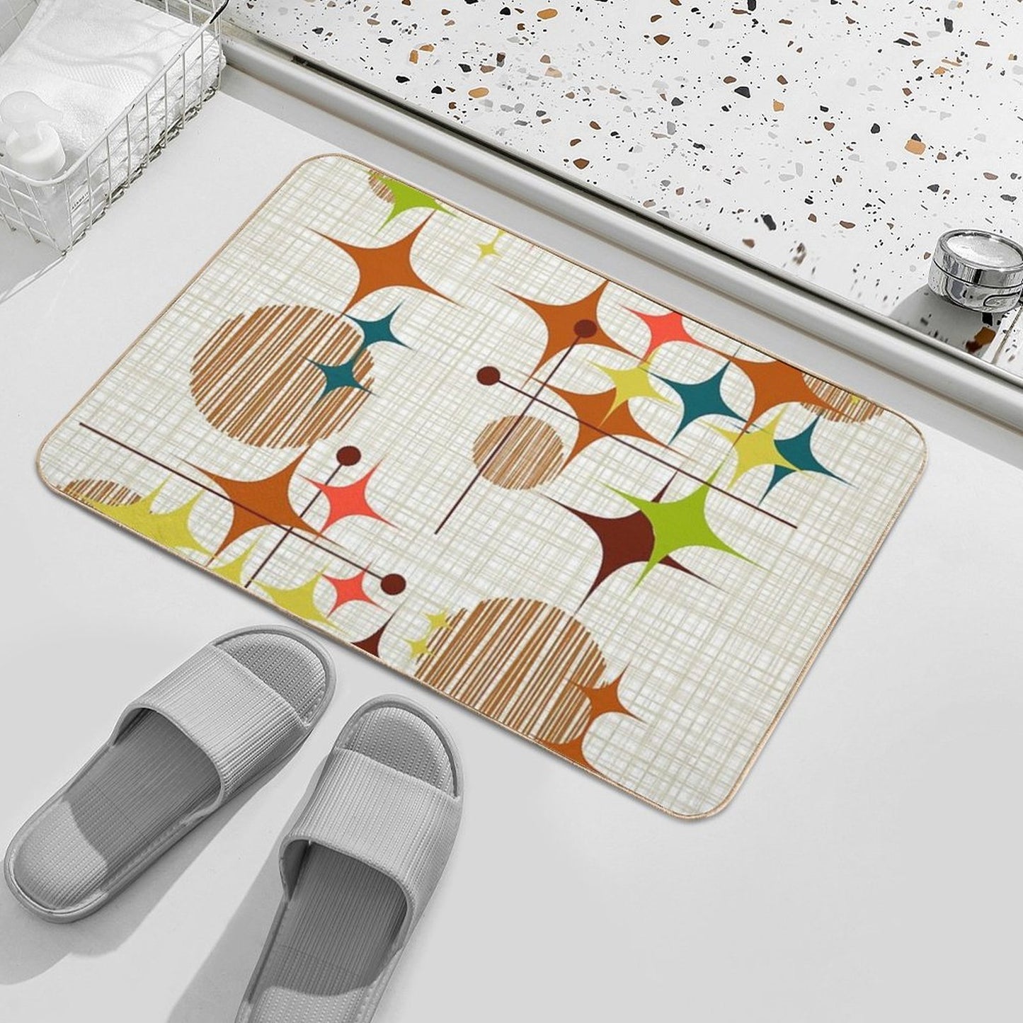 Eames Era Starbursts And Globes 4 (bkgrnd)  High-Traffic Bath Mat