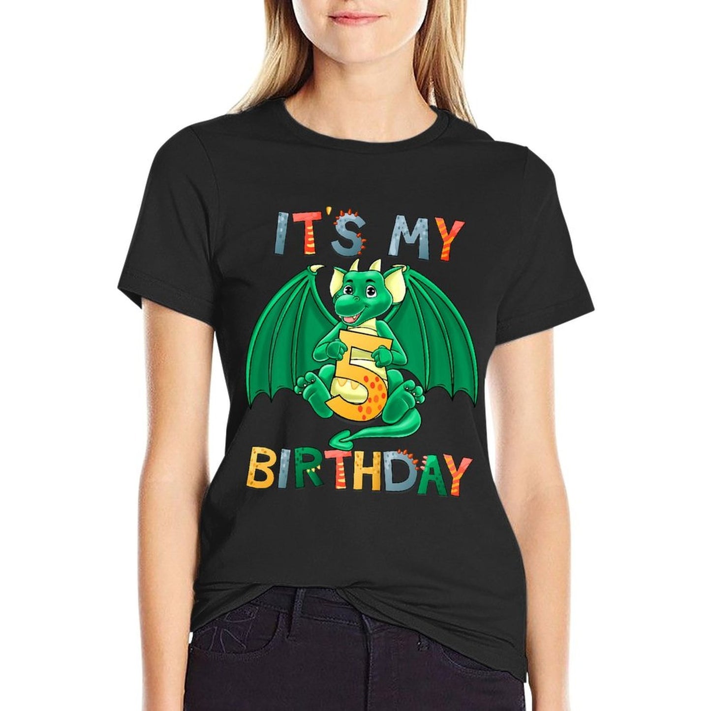 Kids It's My 5th Birthday Dragon 5 Birthday 5 Year Old Boy  Stretchy T-Shirt