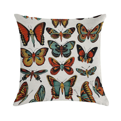 Butterflies Traditional Tattoo Flash Soft Skin-Friendly Throw Pillow