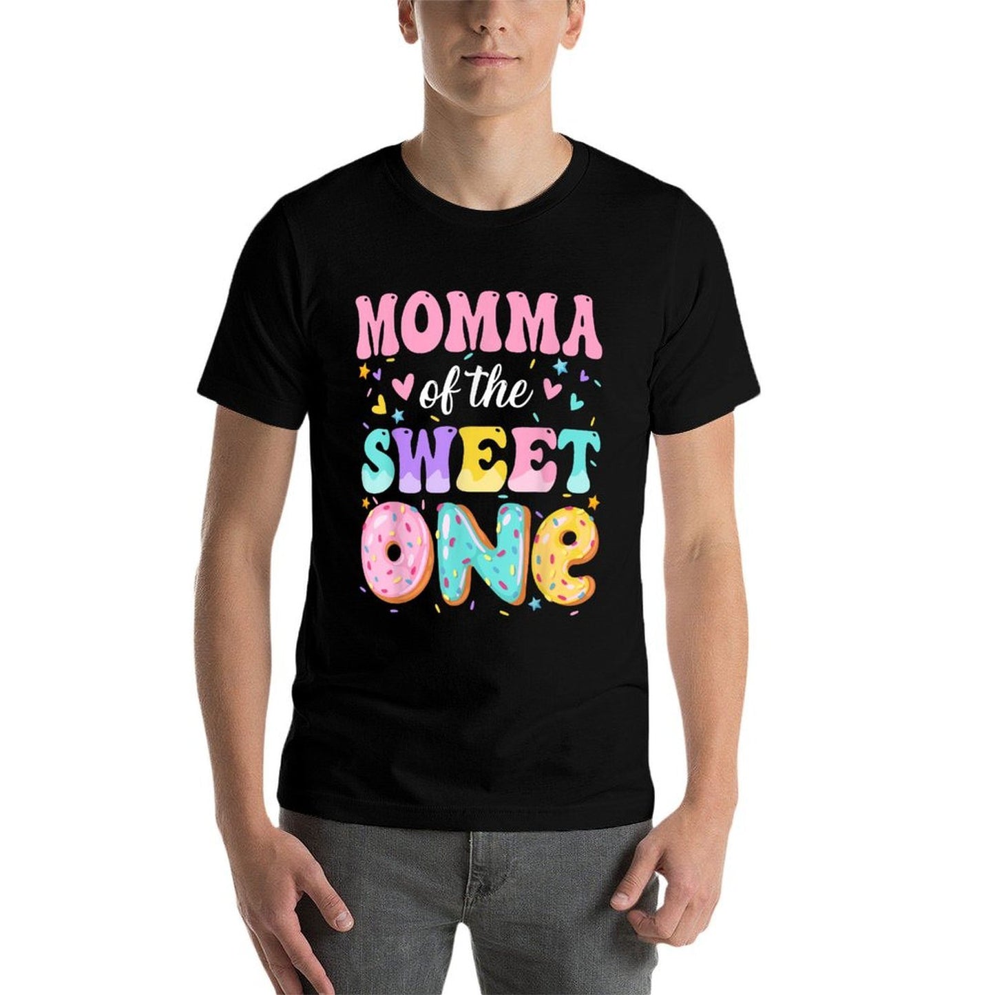 Momma Of The Sweet One 1st Birthday Donut Bday Party  Heathered Texture T-Shirt