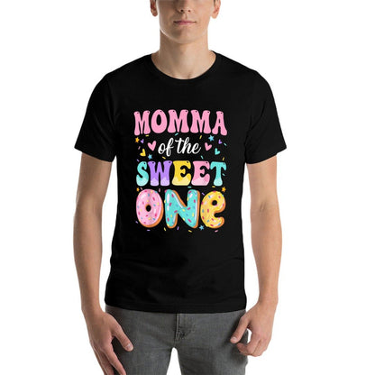 Momma Of The Sweet One 1st Birthday Donut Bday Party  Heathered Texture T-Shirt