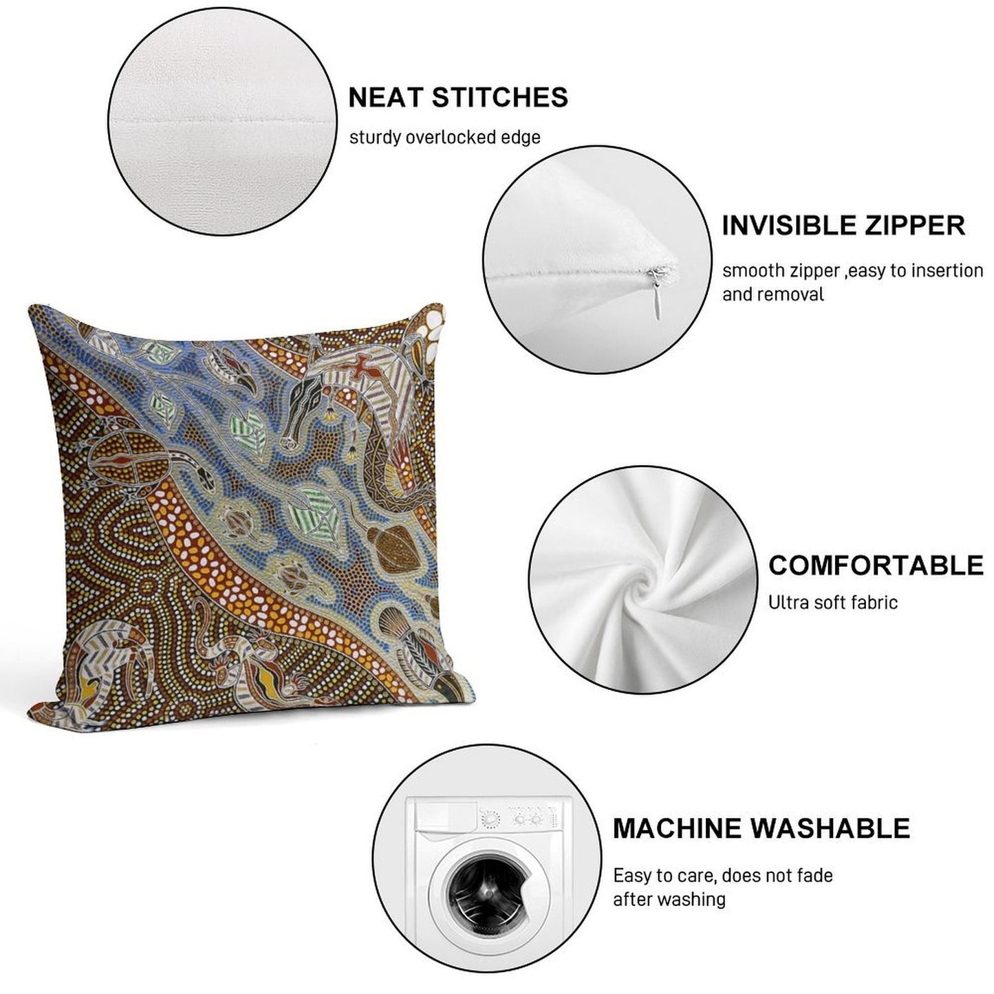 Aboriginal Art Soft Skin-Friendly Throw Pillow