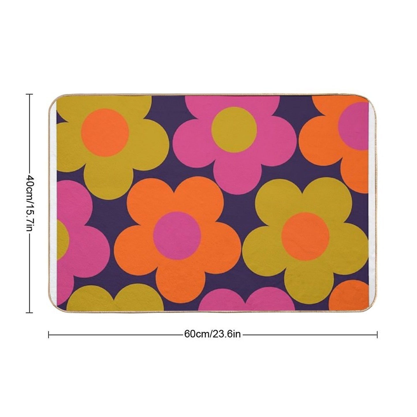 60s Style Neon Flowers  Rapid-Drying Bath Mat