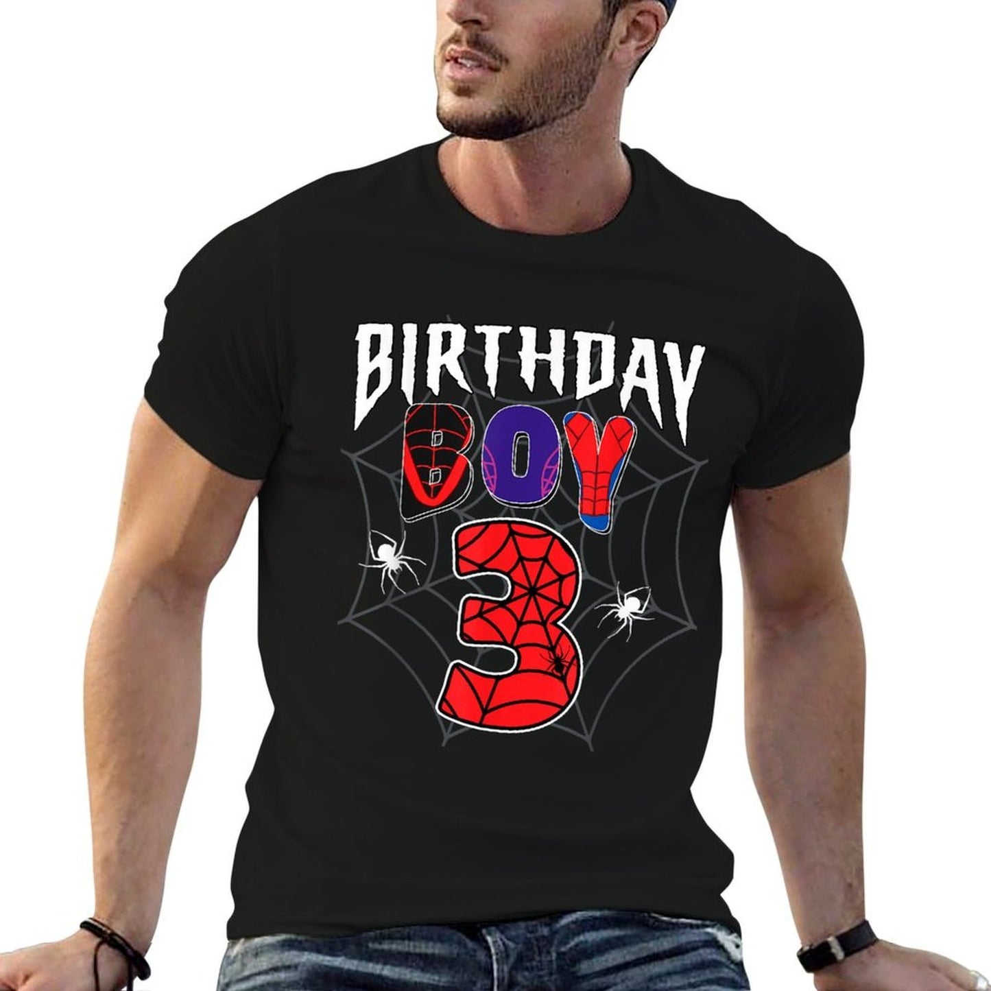 Birthday Boy 3 It's My 3rd Birthday Spider Party 3 Year Old  Stretchy T-Shirt