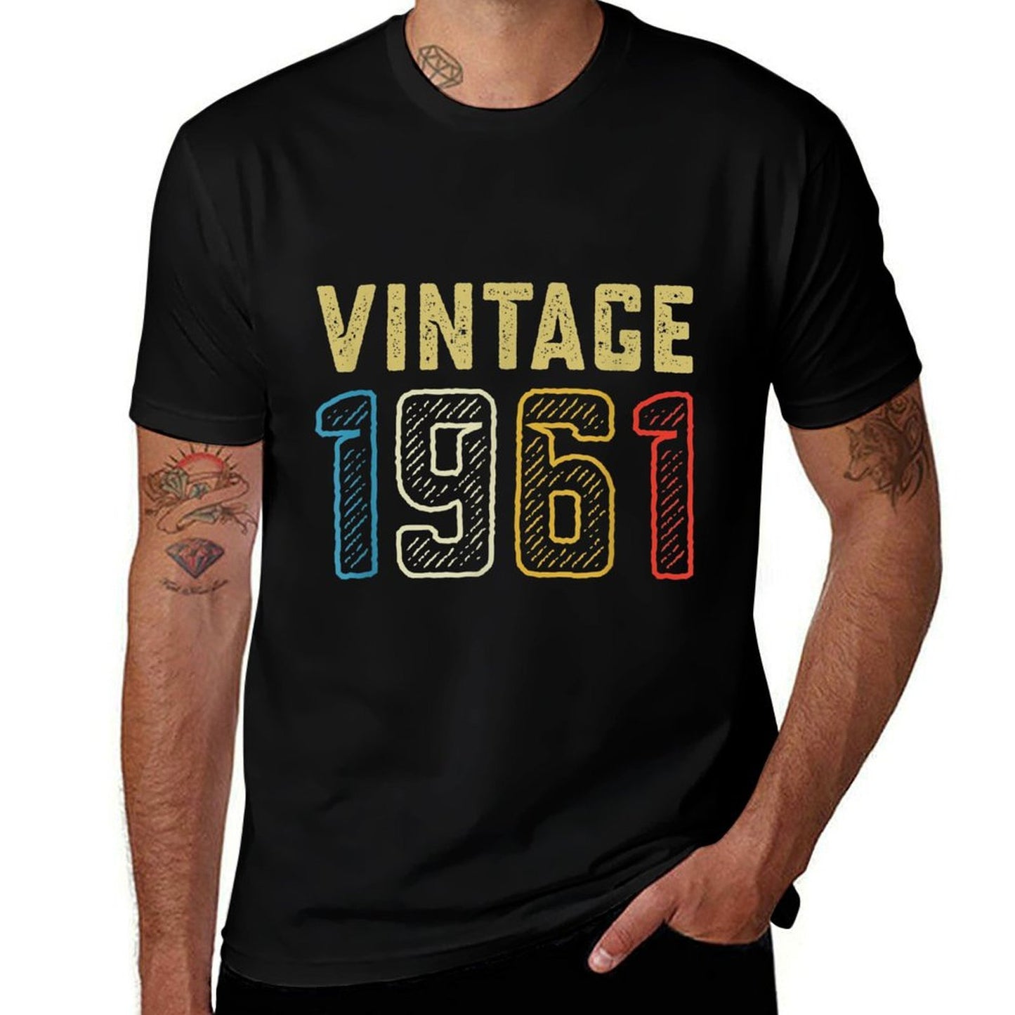 Vintage 1961 Retro 60 Year Old Bday Gift 60th Birthday  Trendy Pattern T-Shirt
