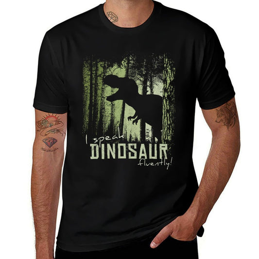 I Speak Dinosaur Fluently! T-Rex Shadow in Twilight Forest  Slim-fit Cut T-Shirt