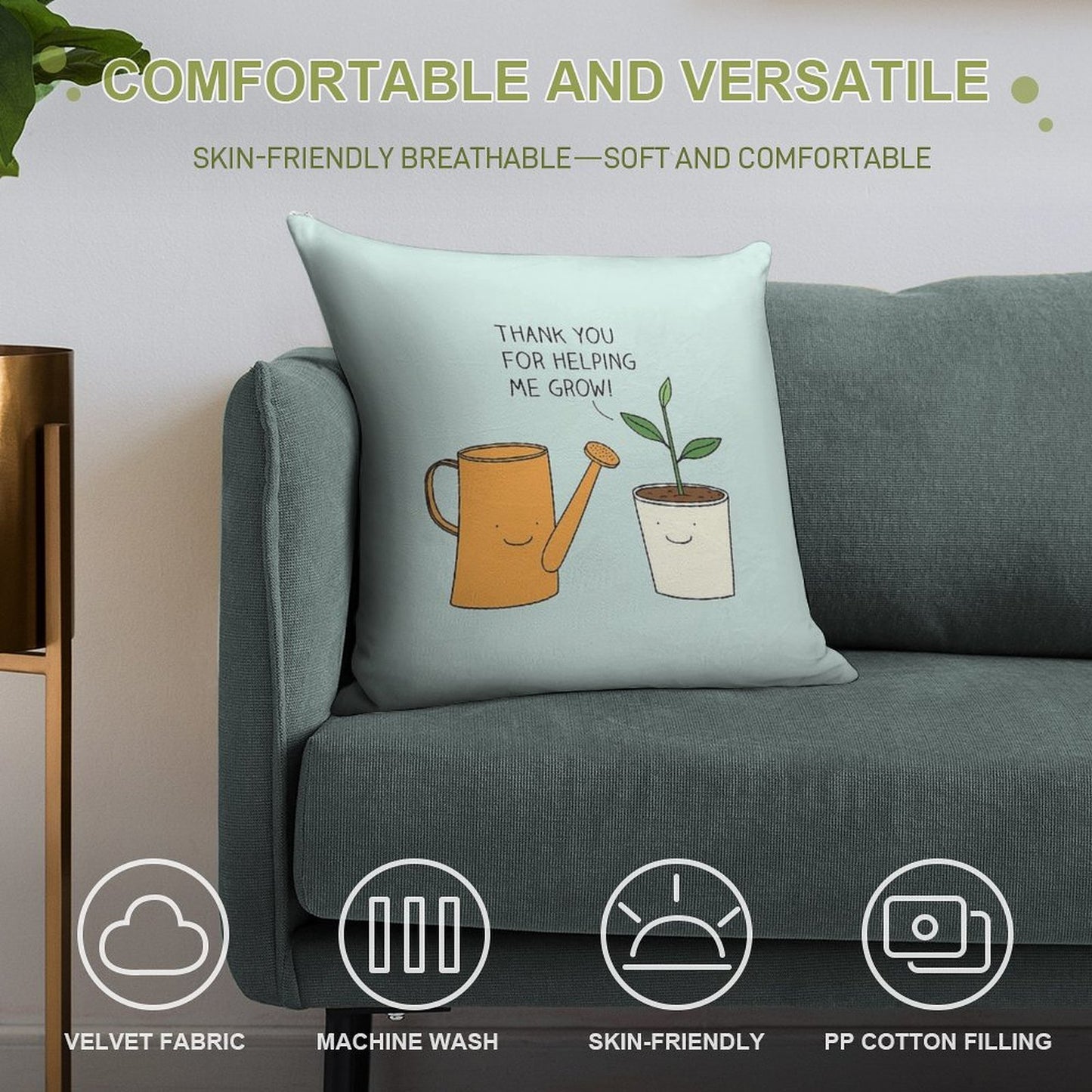 Thank You for Helping Me Grow! Soft Bedroom Essential Throw Pillow