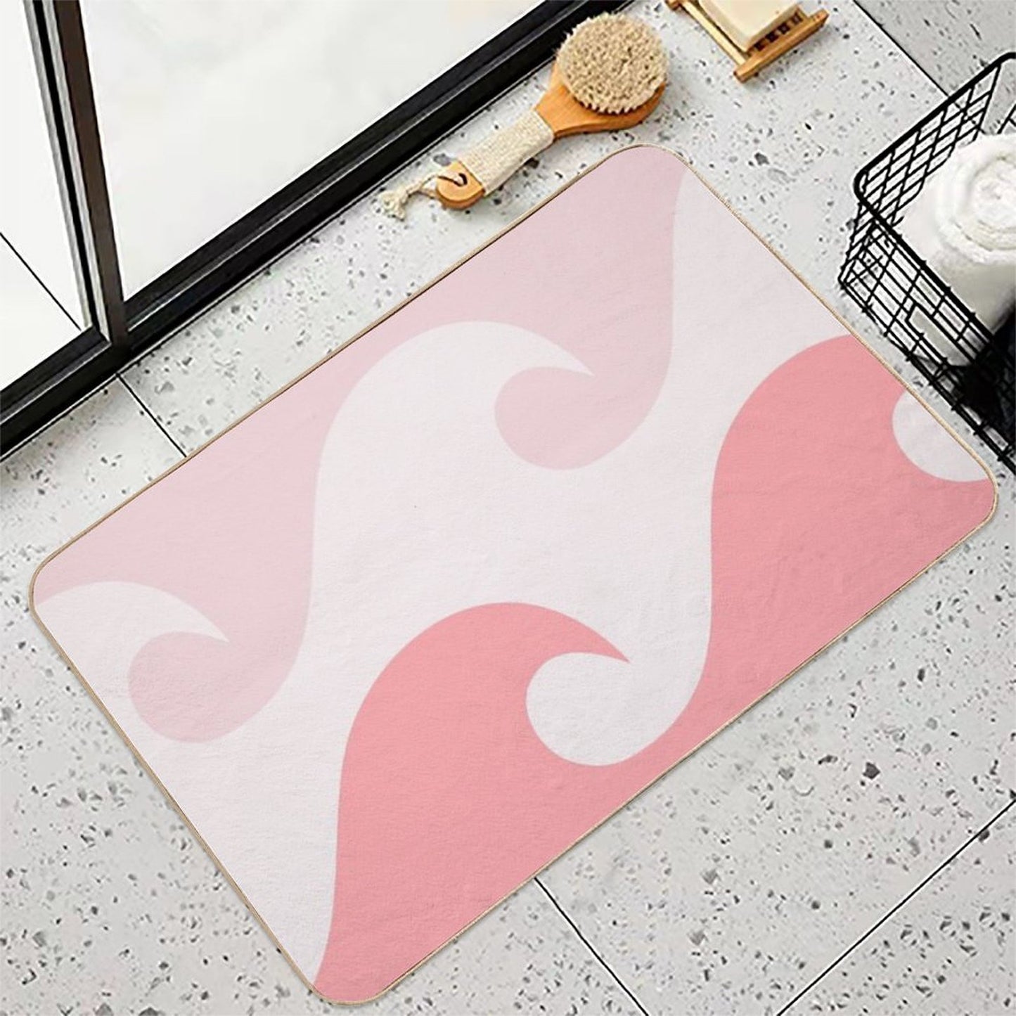 Pink Ocean Waves  Slip-Resistant Bath Mat