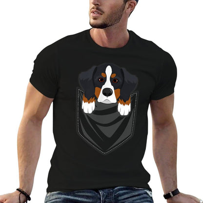 Bernese Mountain Dog Pocket Graphic Dog Gift  Wrinkle-resistant T-Shirt
