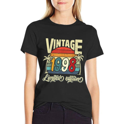Vintage 1998 27th Birthday Limited Edition 27 Years Old Bday  Ribbed Collar T-Shirt