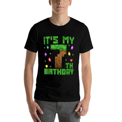 Birthday Boy It's My 7th Birthday Gamer Pixel Number Comfortable T-Shirt